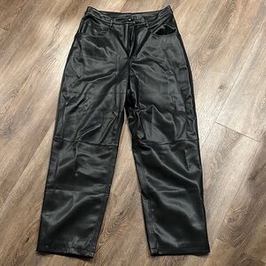 Local European Black Faux Leather Pants
